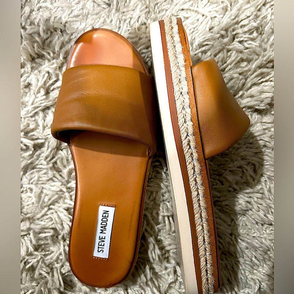 Worn Twice - Brown Leather Slip-on Sandals